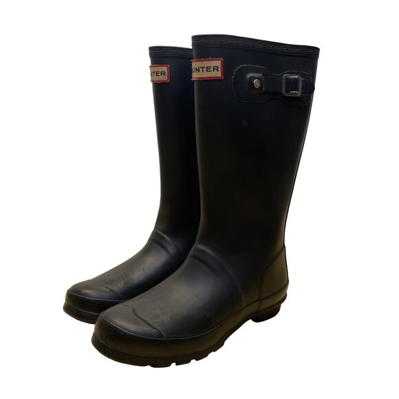 Hunter Kids Black Rubber Waterproof Rain Boots Size 3M/4F - Picture 3 of 10